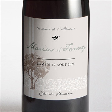 Etiquette de bouteille mariage nature raffinée