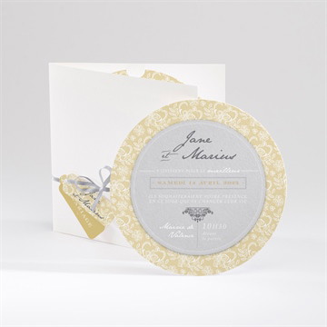 Faire-part mariage jaune et blanc