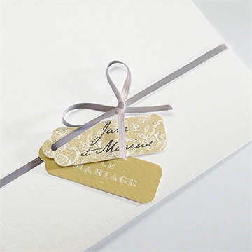 Faire-part mariage jaune et blanc - Détail de la pochette