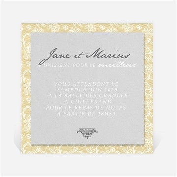 Carton d'invitation mariage jaune et blanc