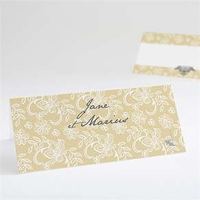 Marque-place mariage jaune et blanc