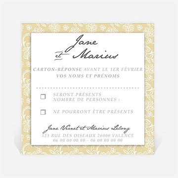 Carton réponse mariage jaune et blanc