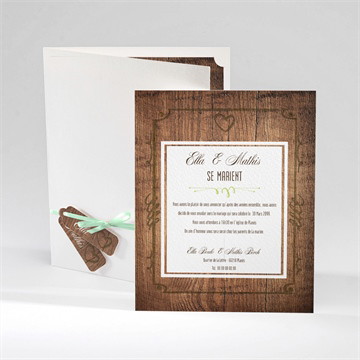 Faire-part mariage boisé rustique chic