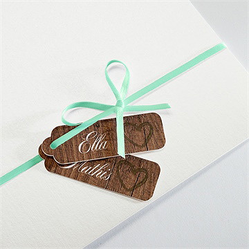 Faire-part mariage boisé rustique chic - Détail de la pochette