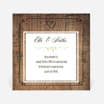 Carton d'invitation mariage boisé rustique chic