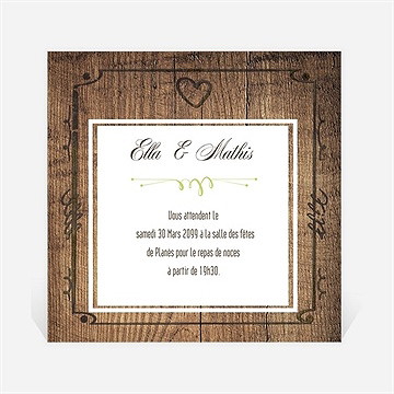 Carton d'invitation mariage boisé rustique chic