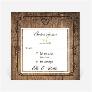 Carton réponse mariage boisé rustique chic