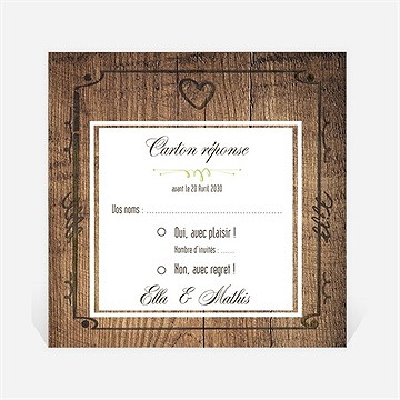 Carton réponse mariage boisé rustique chic