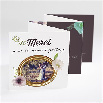 Remerciement mariage couronne fleurs violettes