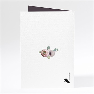 Menu mariage couronne fleurs violettes - Dos du menu