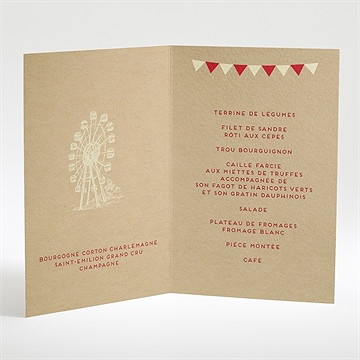 Menu mariage le cirque - Menu ouvert