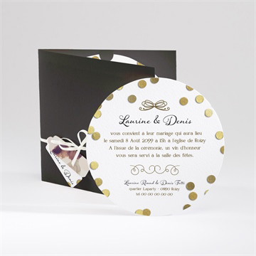Faire-part mariage pluie de confettis dorés