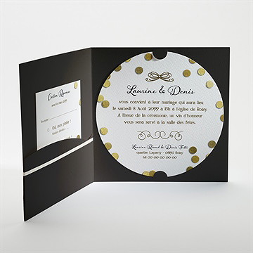 Faire-part mariage pluie de confettis dorés - Intérieur de la pochette