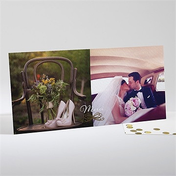 Remerciement mariage pluie de confettis dorés