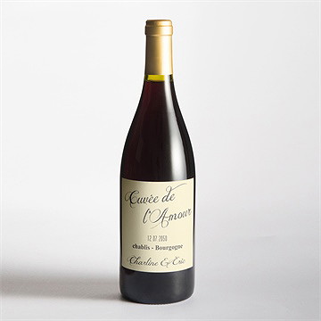 Etiquette de bouteille mariage annonce en grande photo - Mise en situation