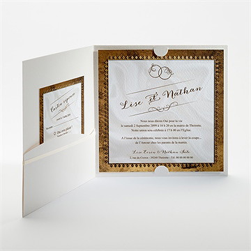 Faire-part mariage cadre cuivré - Intérieur de la pochette
