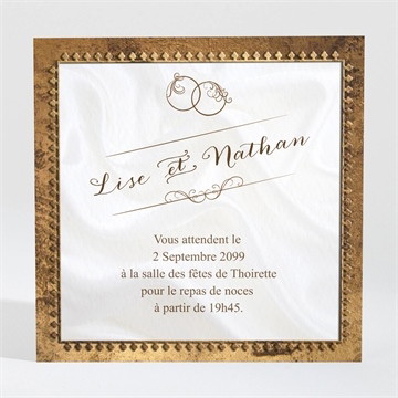 Carton d'invitation mariage cadre cuivré
