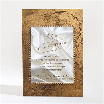 Remerciement mariage cadre cuivré - Dos de la carte