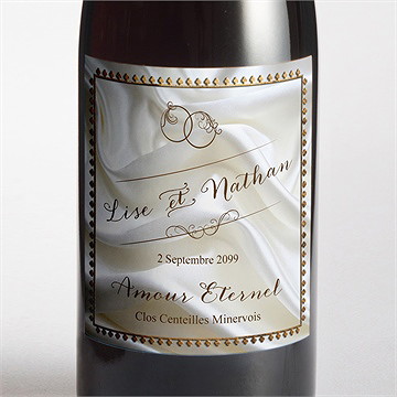 Etiquette de bouteille mariage cadre cuivré
