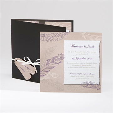 Faire-part mariage jolies plumes