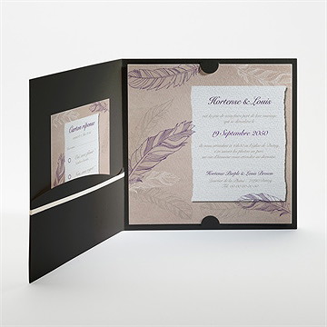 Faire-part mariage jolies plumes - Intérieur de la pochette