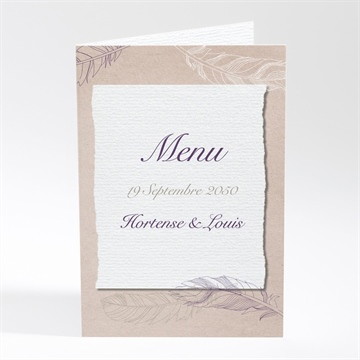 Menu mariage jolies plumes