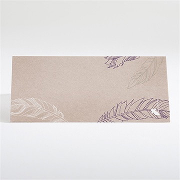 Marque-place mariage jolies plumes - Dos du marque-place