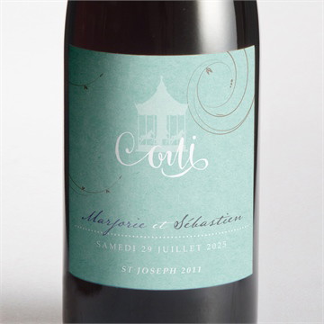 Etiquette de bouteille mariage joli manège vintage