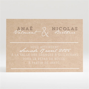 Carton d'invitation mariage noir et kraft chic