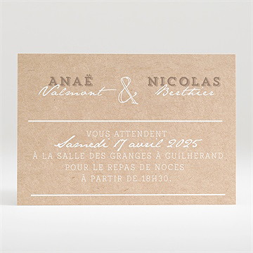 Carton d'invitation mariage noir et kraft chic