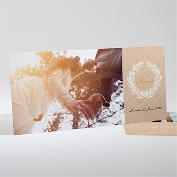 Remerciement mariage noir et kraft chic