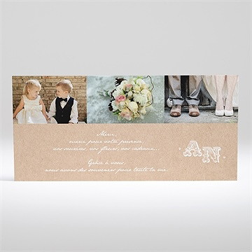 Remerciement mariage noir et kraft chic - Dos de la carte