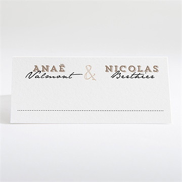 Marque-place mariage noir et kraft chic - Dos du marque-place