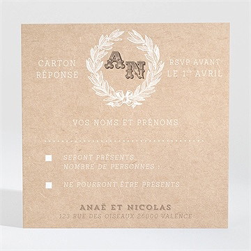Carton réponse mariage noir et kraft chic
