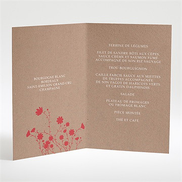 Menu mariage kraft et orange - Intérieur du menu