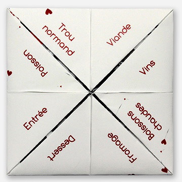 Menu mariage un oui en photo cocotte - Vue intérieure