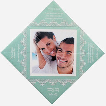 Menu mariage strass et paillettes cocotte - Vue intérieure dépliée