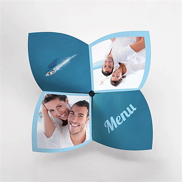 Menu mariage eaux turquoises cocotte - Vue du dessus