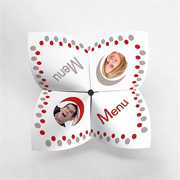 Menu mariage humour original cocotte - Vue du dessus