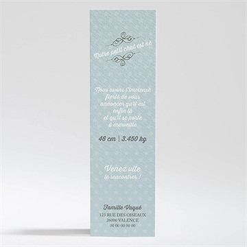 Faire-part naissance des photos et une surprise - Dos du faire-part