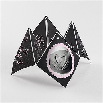 Faire-part naissance origami ardoise