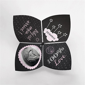 Faire-part naissance origami ardoise - Côté gauche