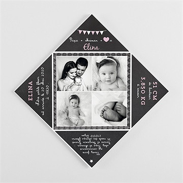 Faire-part naissance origami ardoise - Côté droit