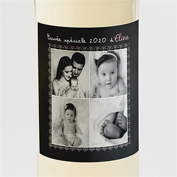 Etiquette de bouteille naissance origami ardoise