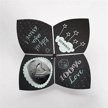 Faire-part naissance cocotte en ardoise - Côté gauche