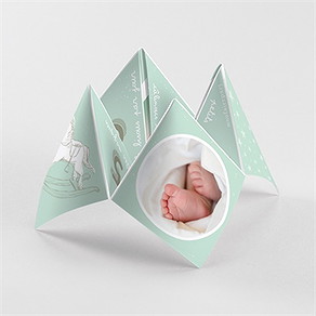 Faire-part naissance vert et blanc
