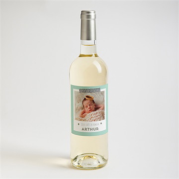 Etiquette de bouteille naissance vert et blanc - Mise en situation