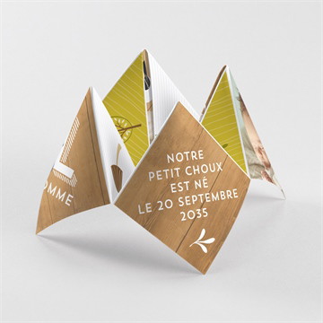 Faire-part naissance touche de bois originale