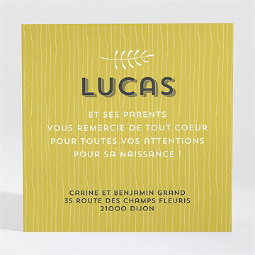 Remerciement naissance touche de bois originale