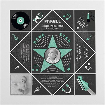 Faire-part naissance a la guitare - Vue intérieure